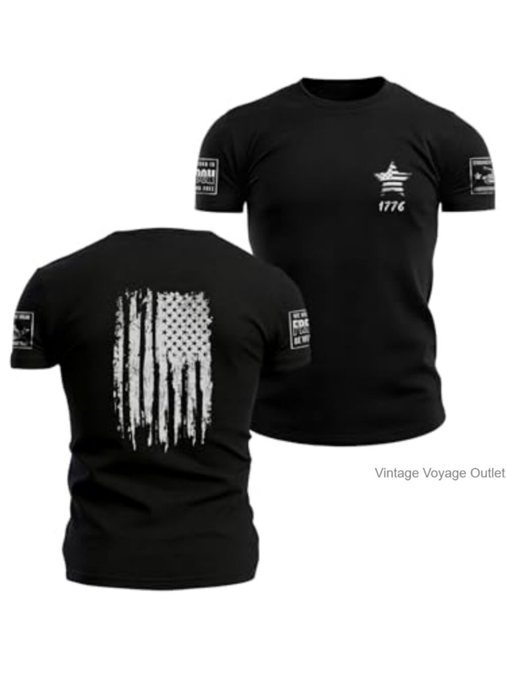 Men's Distressed American Flag Graphic Tee 1776 Patriotic Cotton